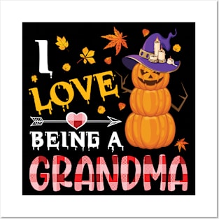 Scary Pumpkins Witch Halloween Day I Love Being A Grandma Posters and Art